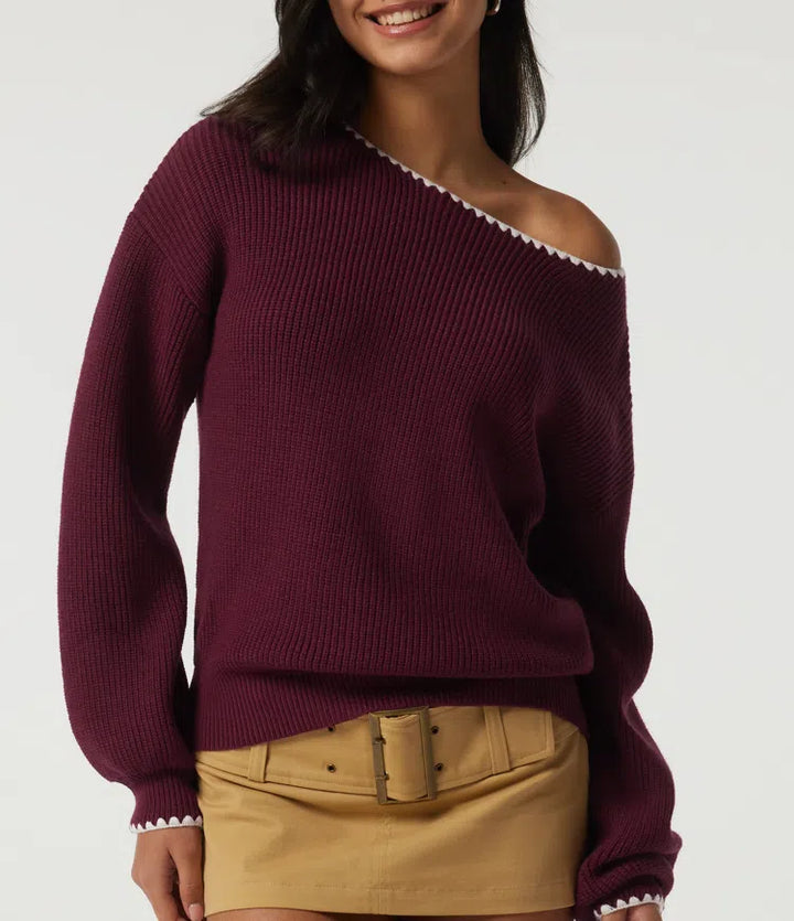 One Shoulder Long Sleeve Casual Jumper