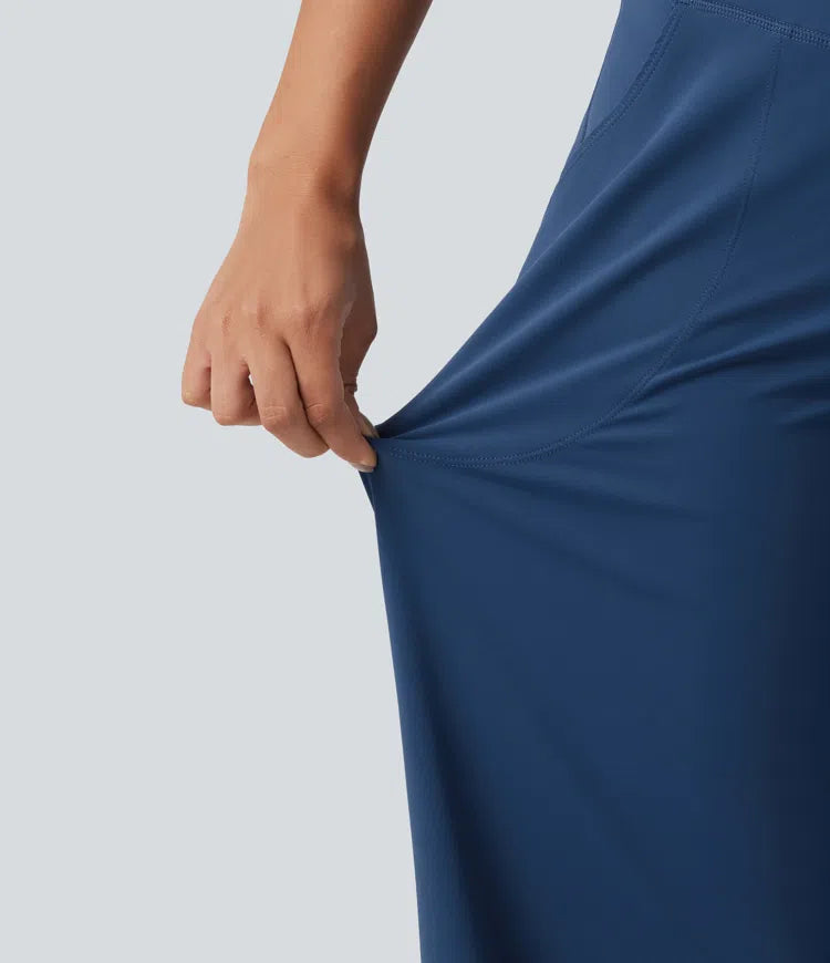 Halara UltraSculpt High Waisted Crossover Straight Leg Yoga Trousers with Pockets