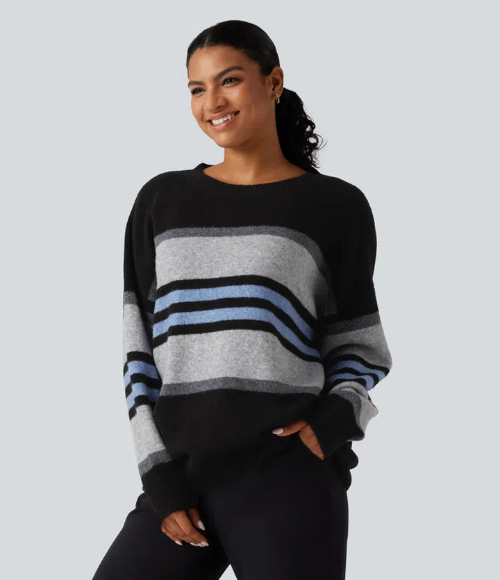 Round Neck Long Sleeve Striped Casual Jumper