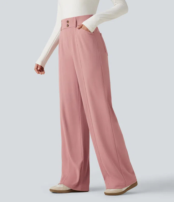 Halara Flex High Waisted Straight Leg Waffle Work Trousers with Pockets