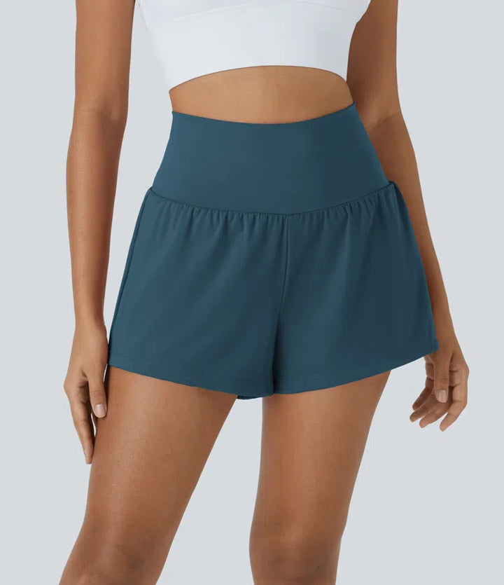 SoftlyZero Airy Super High Waisted 2-in-1 InstantCool Yoga Shorts with Pockets