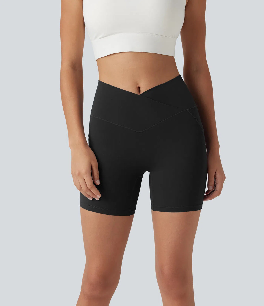 SoftlyZero High Waisted Crossover Yoga Biker Shorts 5&