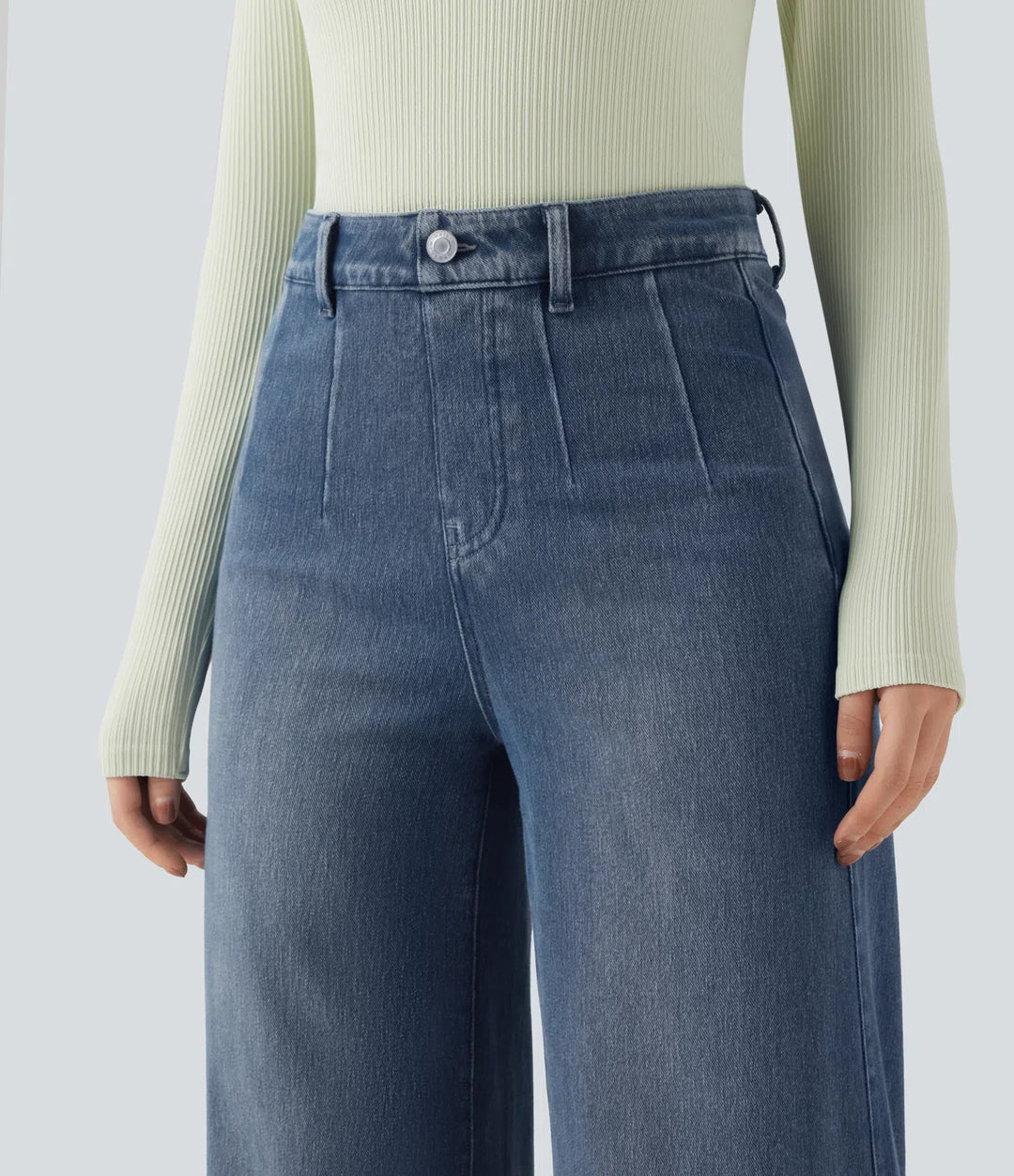Halara Flex High Waisted Tummy Control Wide Leg Casual Jeans with Pockets