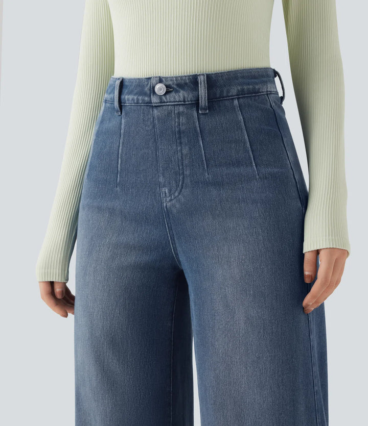 Halara Flex High Waisted Tummy Control Wide Leg Casual Jeans with Pockets
