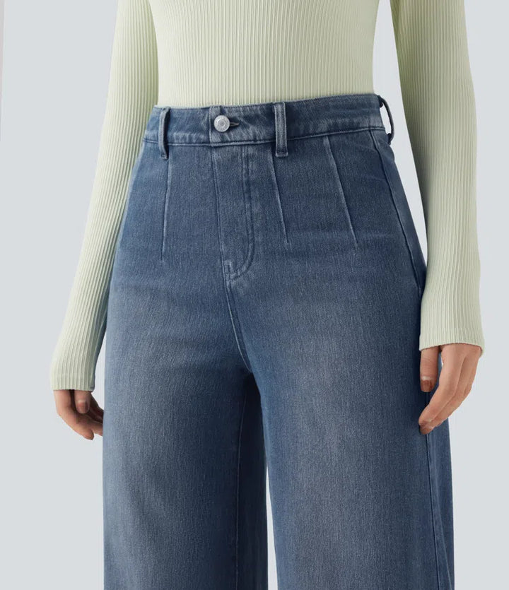 Halara Flex High Waisted Tummy Control Wide Leg Casual Jeans with Pockets