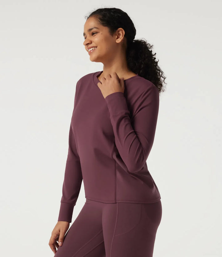 Round Neck Long Sleeve Contrast Mesh Quick Dry Workout Sweatshirt