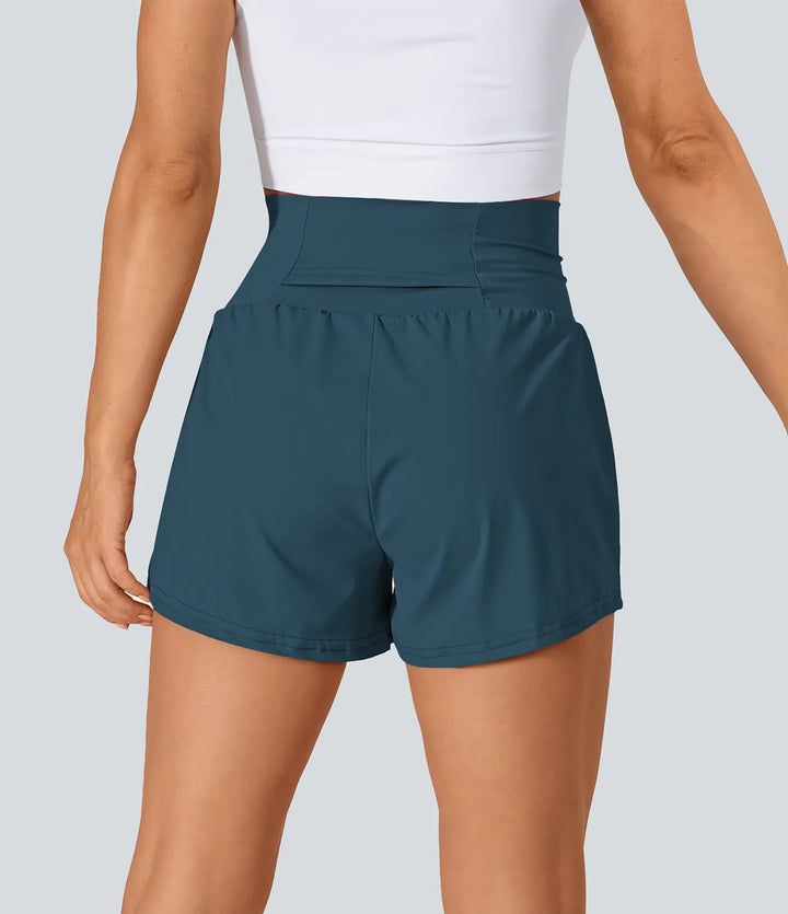 SoftlyZero Airy Super High Waisted 2-in-1 InstantCool Yoga Shorts with Pockets