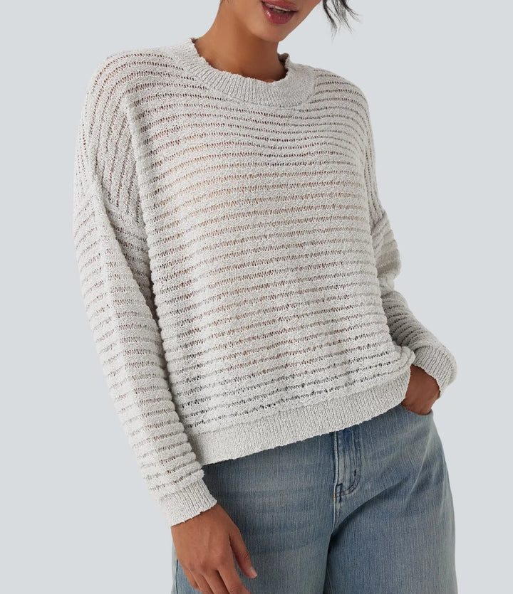 Round Neck Dropped Shoulder Relaxed Casual Jumper