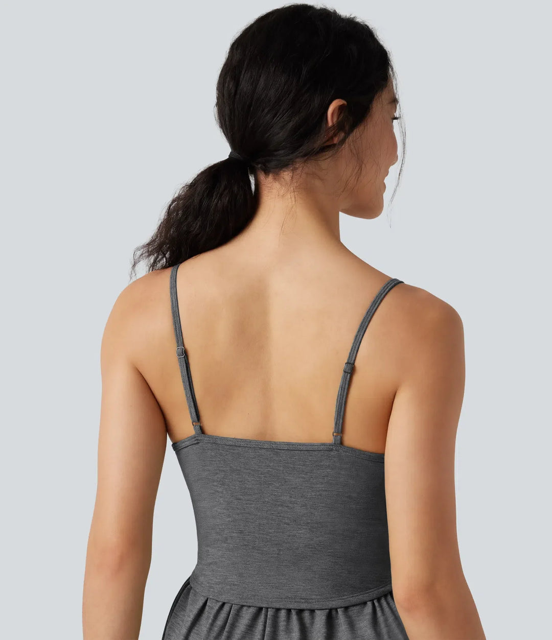 Built-in Bra Ruched 2-in-1 Heathered Casual Romper with Pockets-Easy Peezy Edition