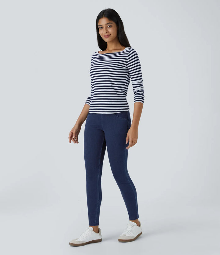 Halara Flex High Waisted Crossover Pockets Denim Work Leggings