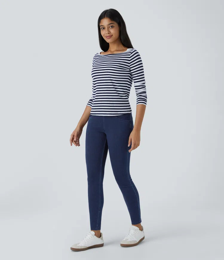 Halara Flex High Waisted Crossover Pockets Denim Work Leggings