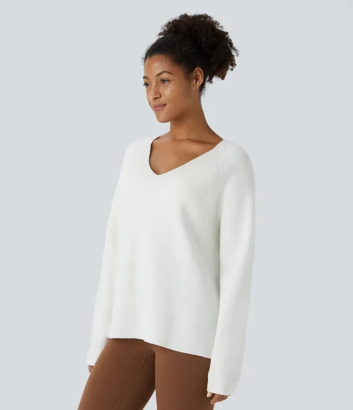 V Neck Long Sleeve Casual Jumper