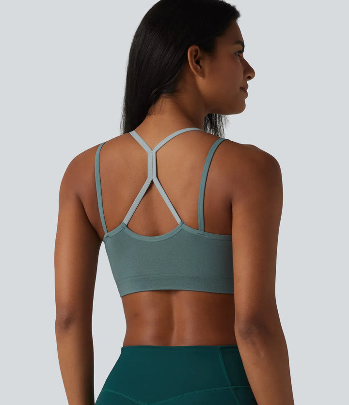 OneForm Seamless Flow Light Support colourBlock 2-in-1 Built-in Bra Yoga Sports Bra