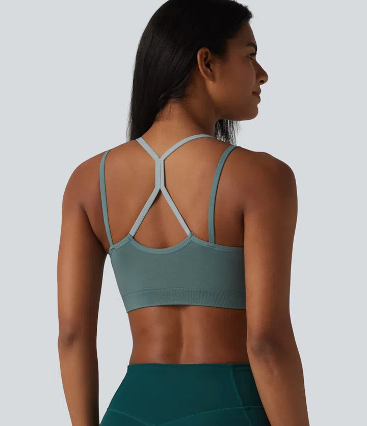 OneForm Seamless Flow Light Support colourBlock 2-in-1 Built-in Bra Yoga Sports Bra