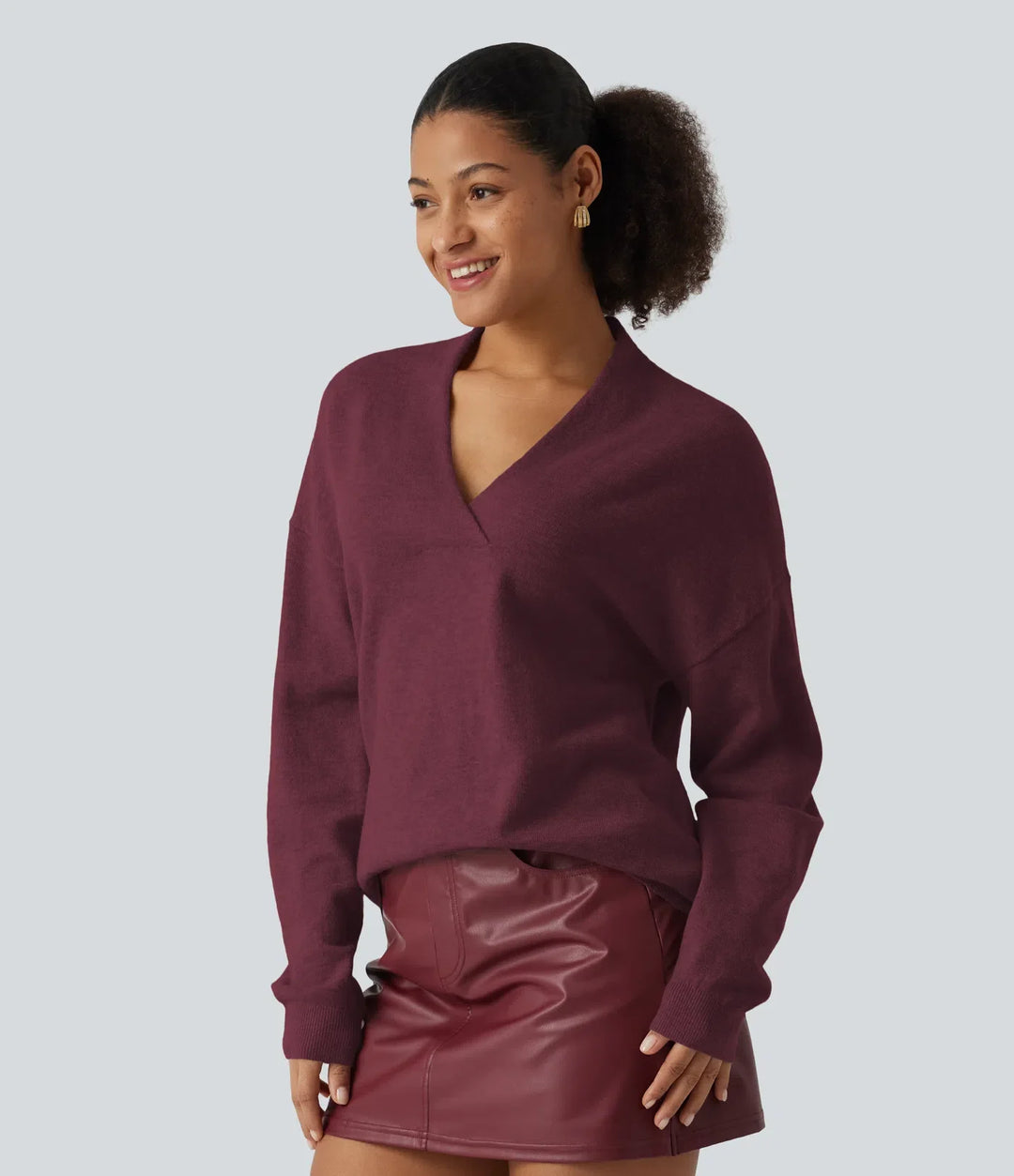 V Neck Long Sleeve Work Jumper
