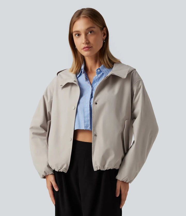 Hooded Long Sleeve Casual Jacket with Pockets