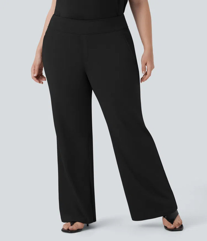 Plus Size Halara Flex DayStretch High Waisted Work Flared Trousers with Side Zip Pockets