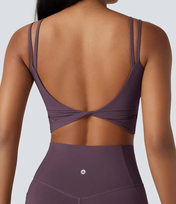 Halara UltraSculpt Double Straps Twisted Backless Cropped Yoga Tank Top