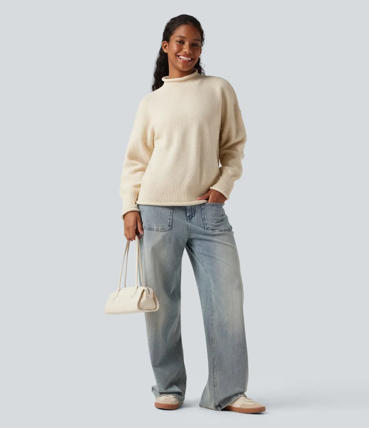 Mock-neck Long Sleeve Casual Jumper