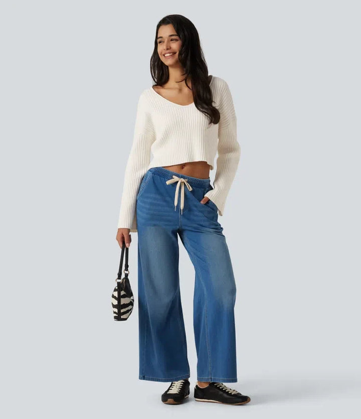 V-Neck Long Sleeve Casual Jumper