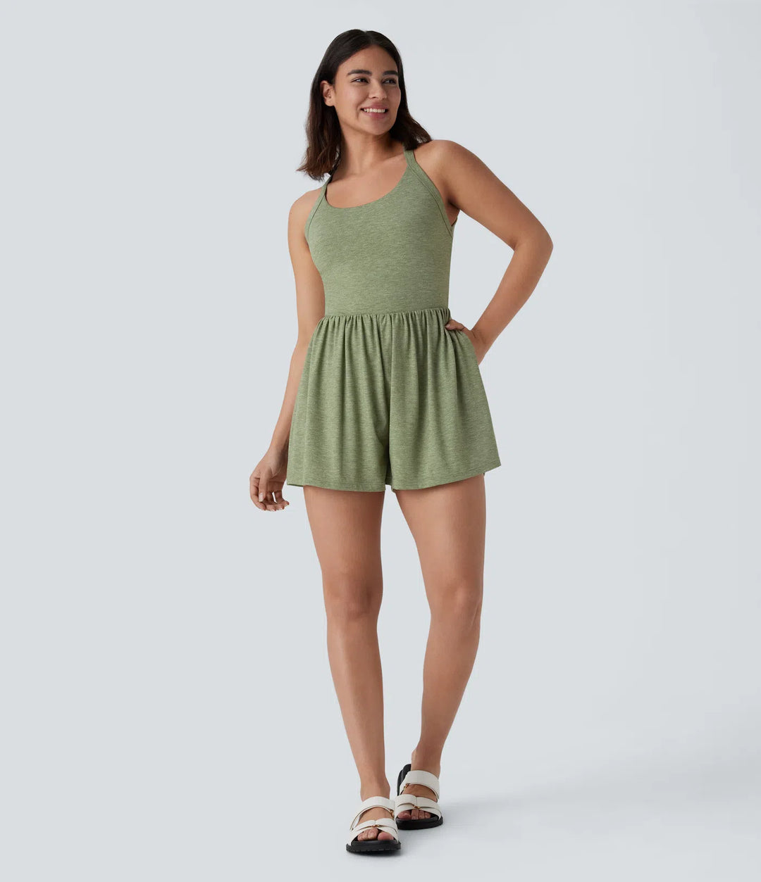 Backless Twisted Side Pocket 2-in-1 Resort Playsuit-Easy Peezy Edition