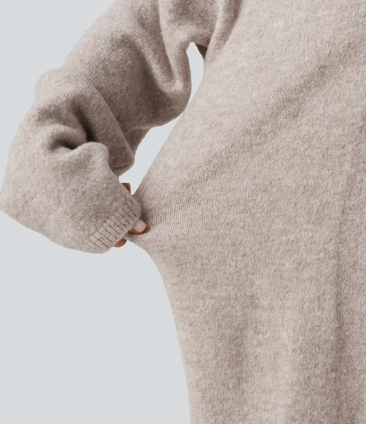 Open Front Dropped Long Sleeve Longline Casual Cardigan