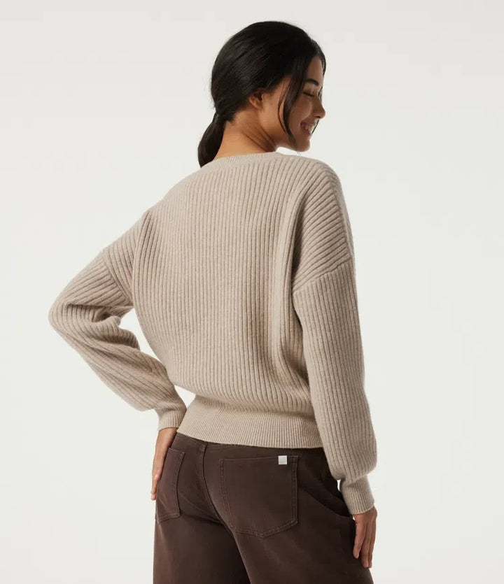 V Neck Dropped Shoulder Long Sleeve Casual Jumper