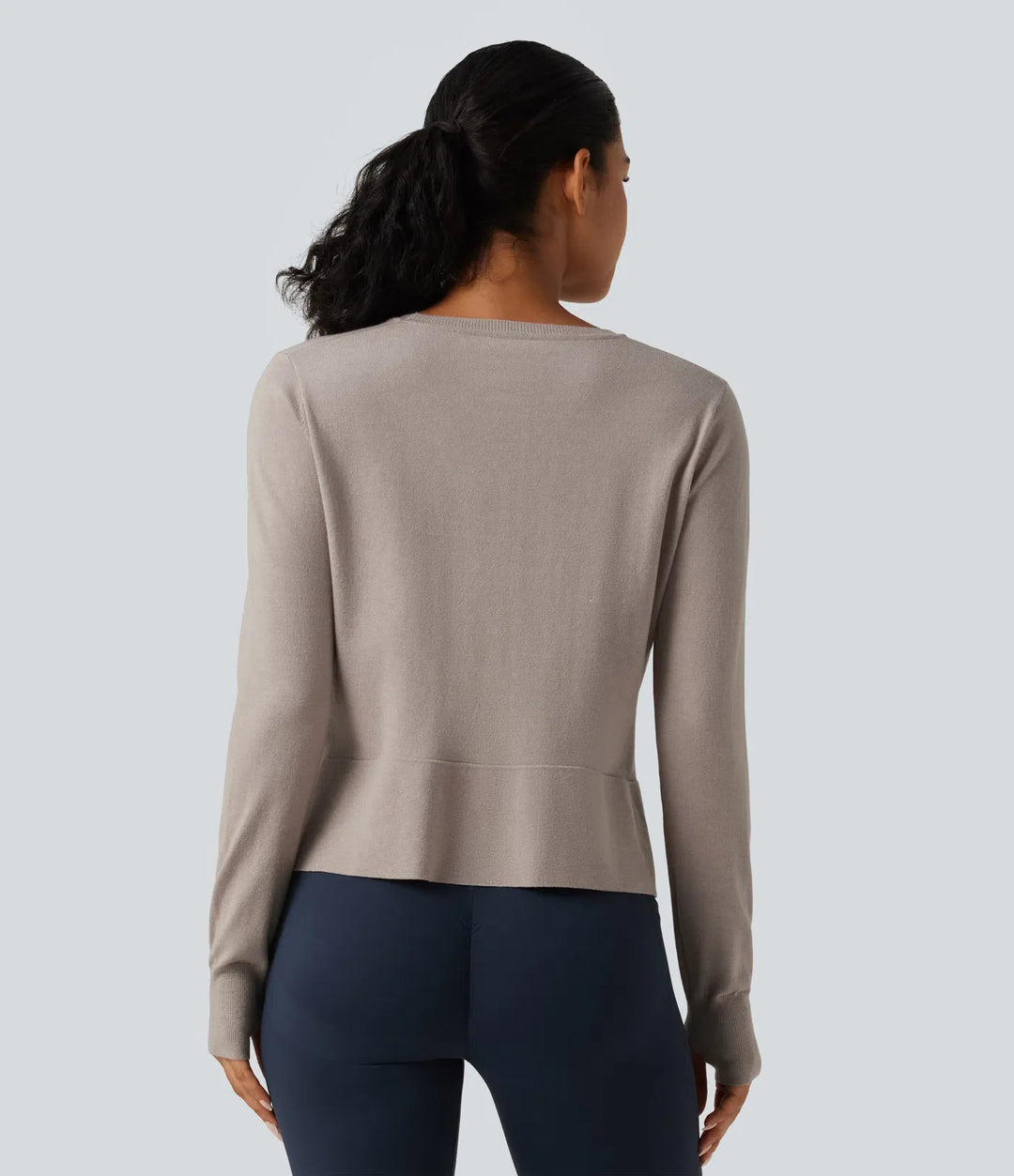 Round Neck Long Sleeve Asymmetric Thumb Holes Casual Jumper