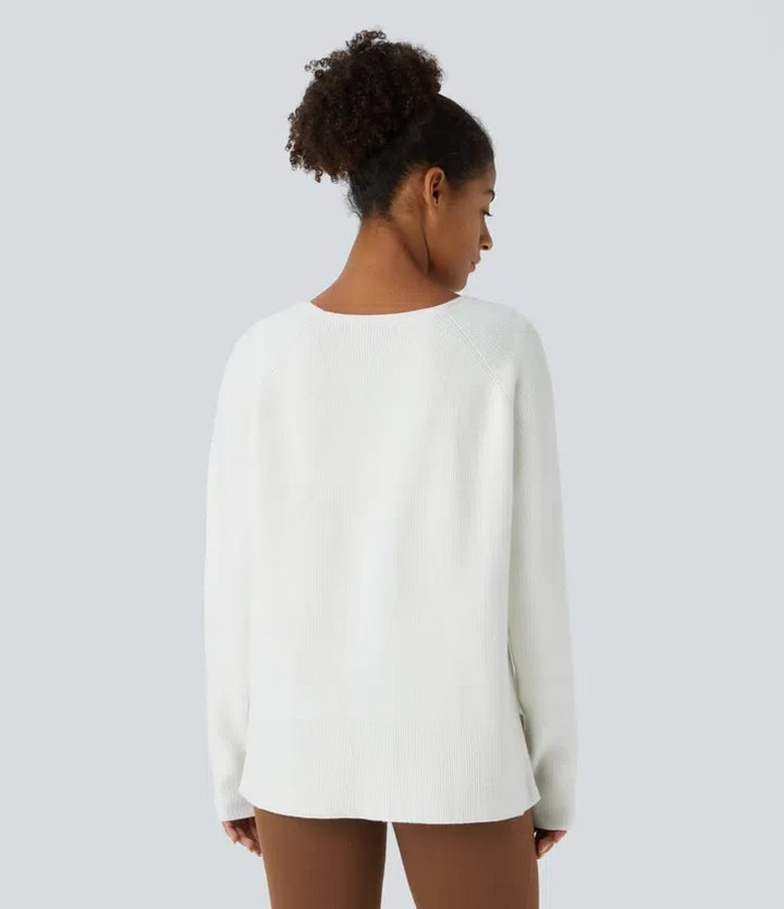 V Neck Long Sleeve Casual Jumper