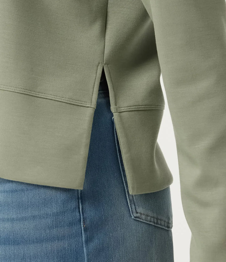 SpacerTek Lapel Long Sleeve Slit Hem Casual Sweatshirt