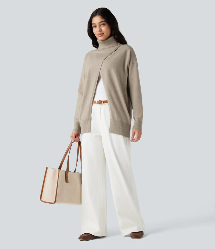 High Neck Long Sleeve Work Jumper-Front and Back Wearable