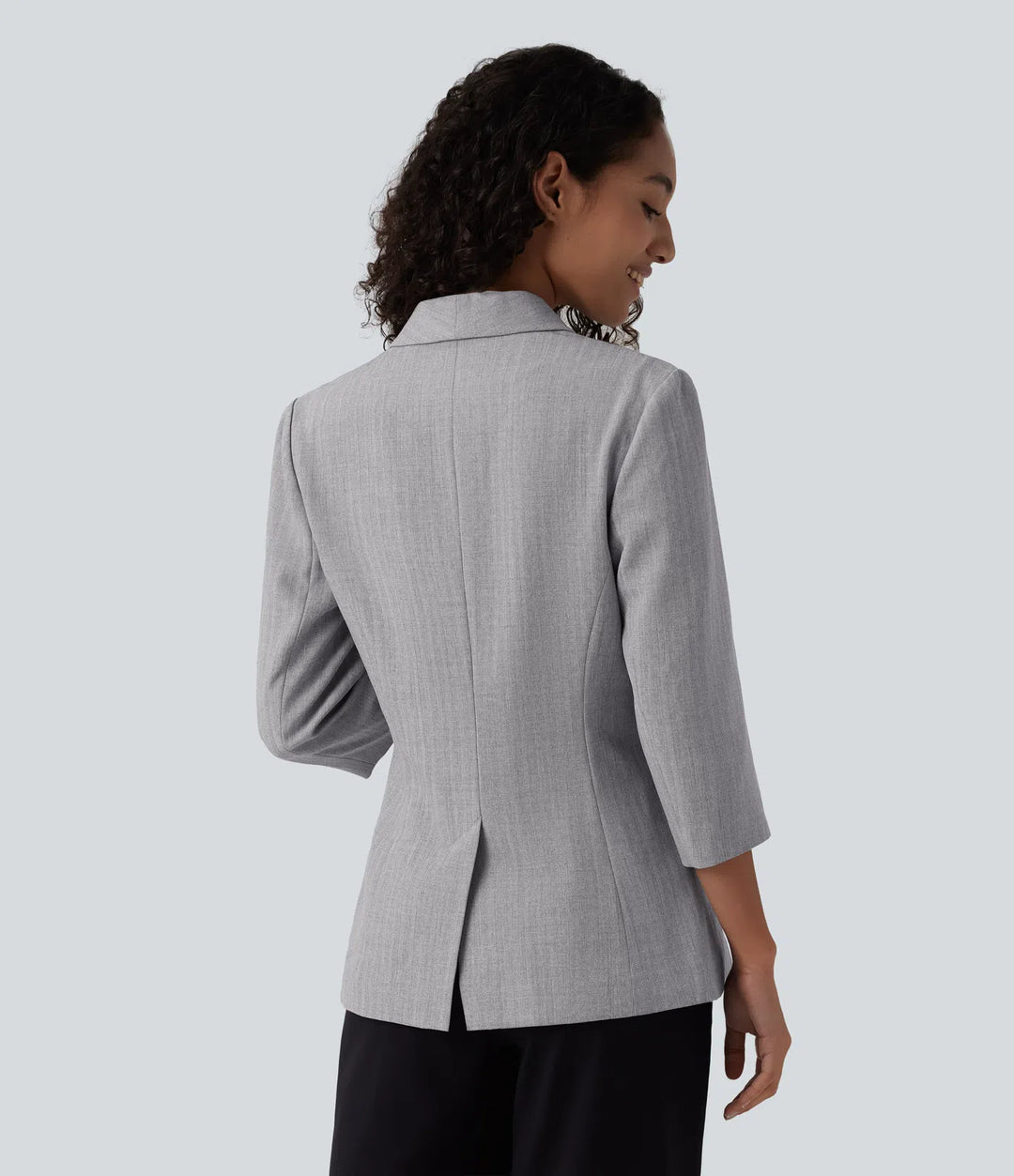 Shawl Collar 3/4 Sleeve Work Blazer with Pockets