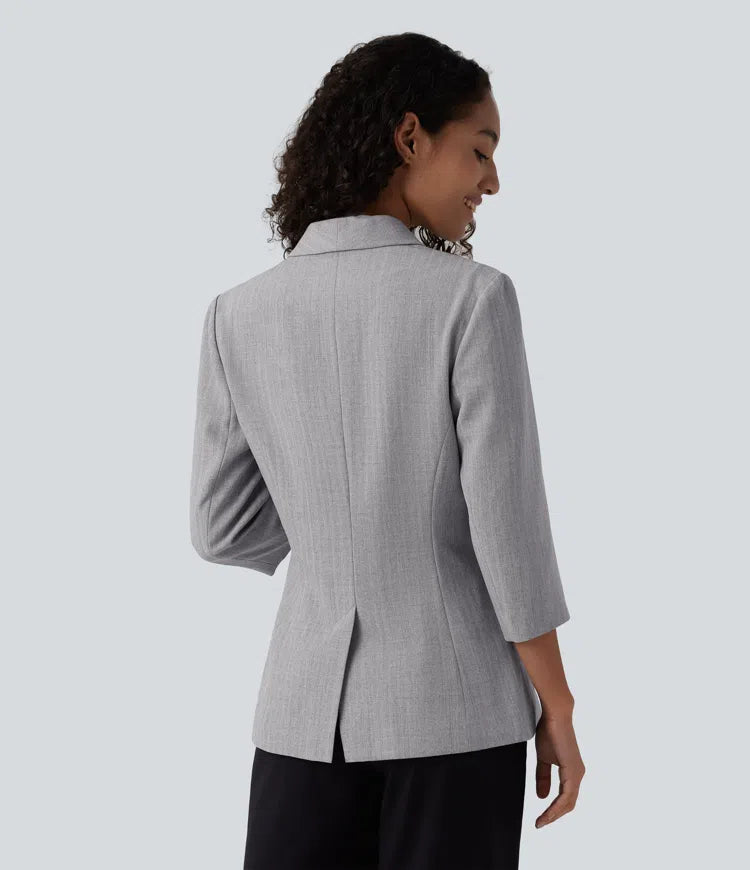Shawl Collar 3/4 Sleeve Work Blazer with Pockets