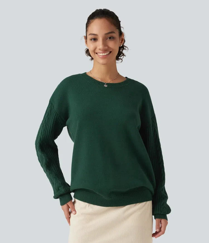 Round Neck Long Sleeve Relaxed Work Jumper