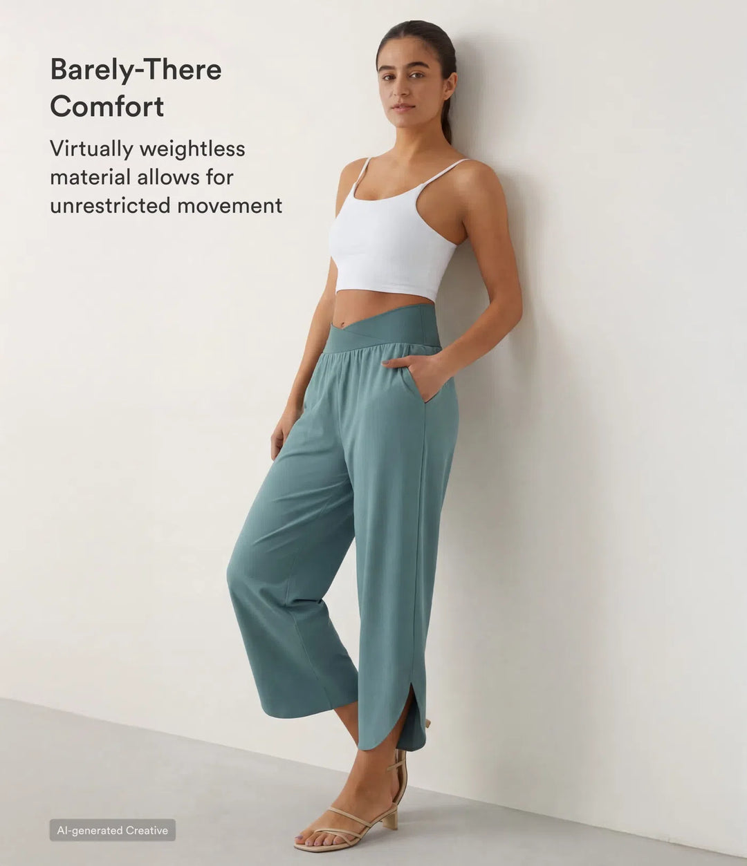 Breezeful High Waisted Crossover Quick Dry Resort Trousers with Pockets
