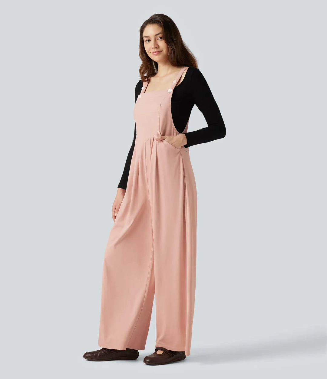Suede Casual Overalls with Pockets