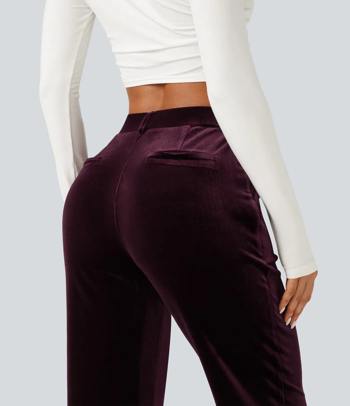 Halara Flex High Waisted Velvet Work Trousers with Pockets