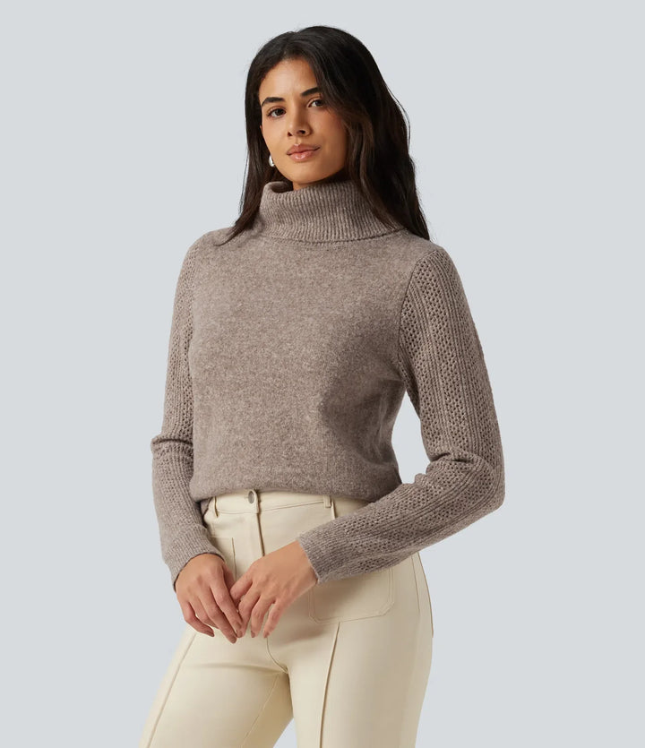 High Neck Long Sleeve Slim Work Jumper