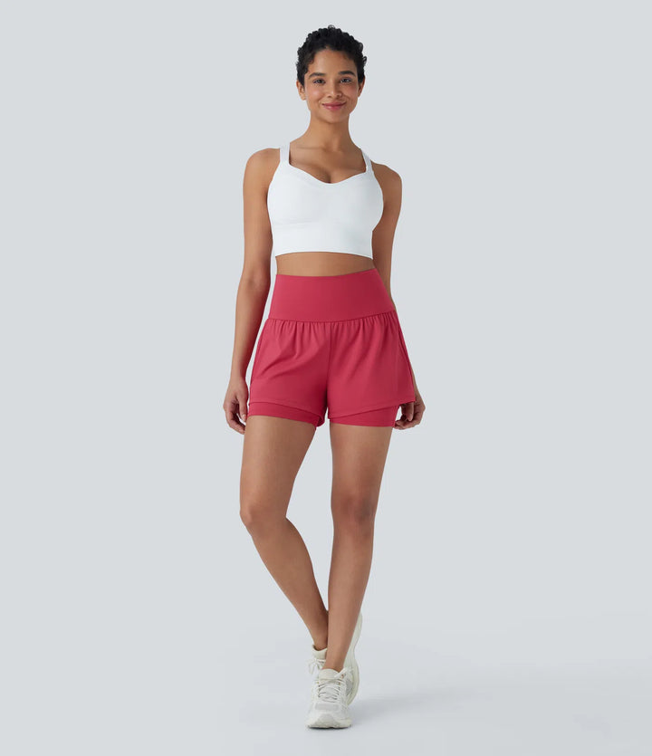 SoftlyZero Airy Super High Waisted 2-in-1 InstantCool Yoga Shorts 5&