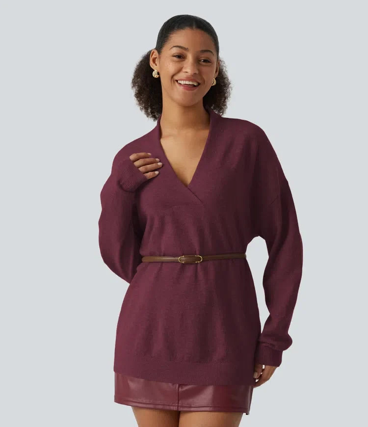 V Neck Long Sleeve Work Jumper