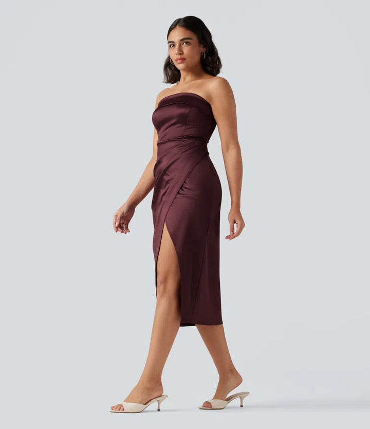 Tube 2-in-1 Bodycon Satin Midi Party Dress