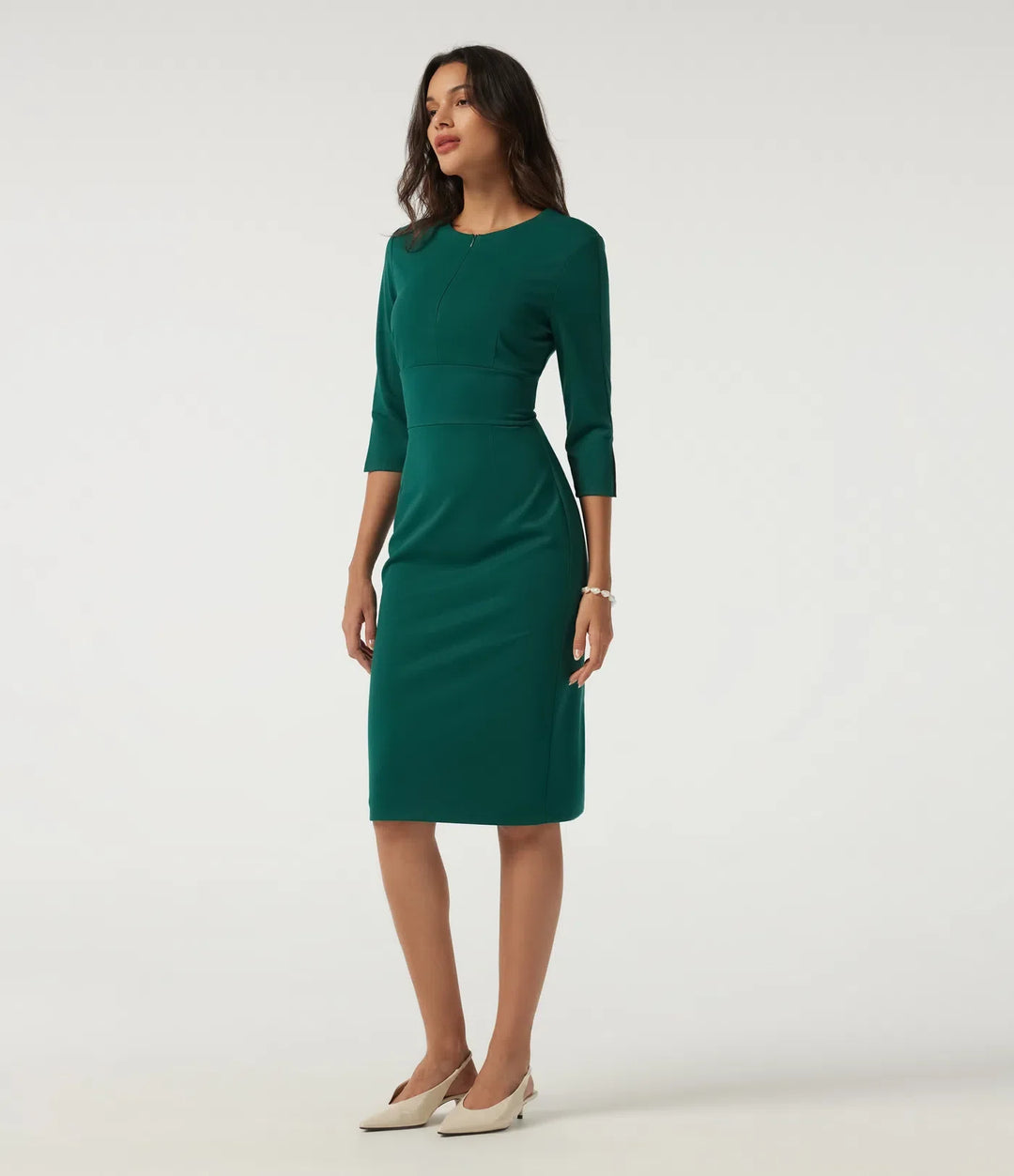 3/4 Sleeve Bodycon Work Midi Dress