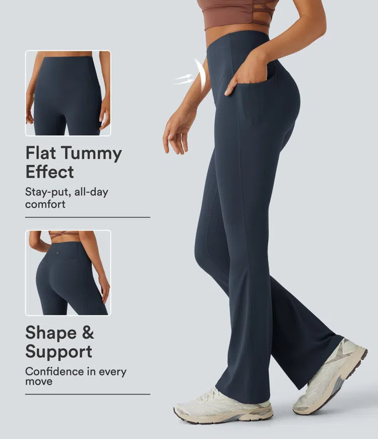 Halara UltraSculpt High Waisted Tummy Control Pocket Shaping Yoga Bootcut Leggings