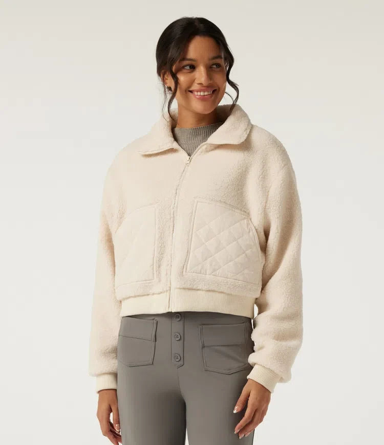 Lapel Long Sleeve Casual Sherpa Jacket with Pockets
