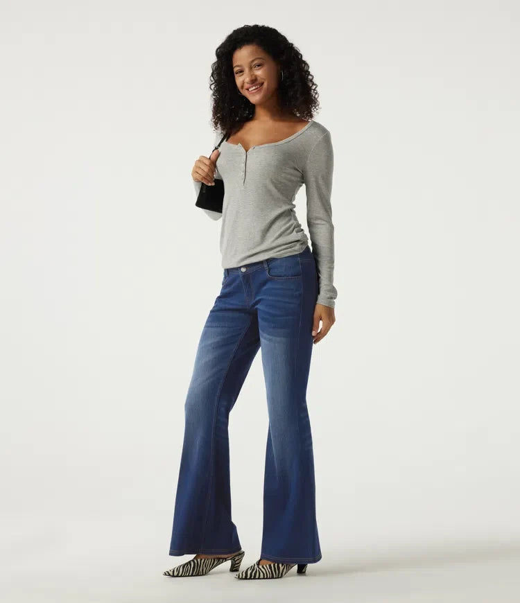 Halara Flex Mid Rise Flare Casual Jeans with Pockets