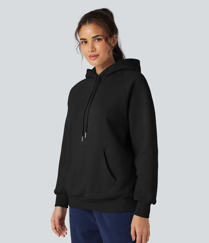 Hooded Drawstring Long Sleeve Fleece Casual Cotton Sweatshirt with Pockets