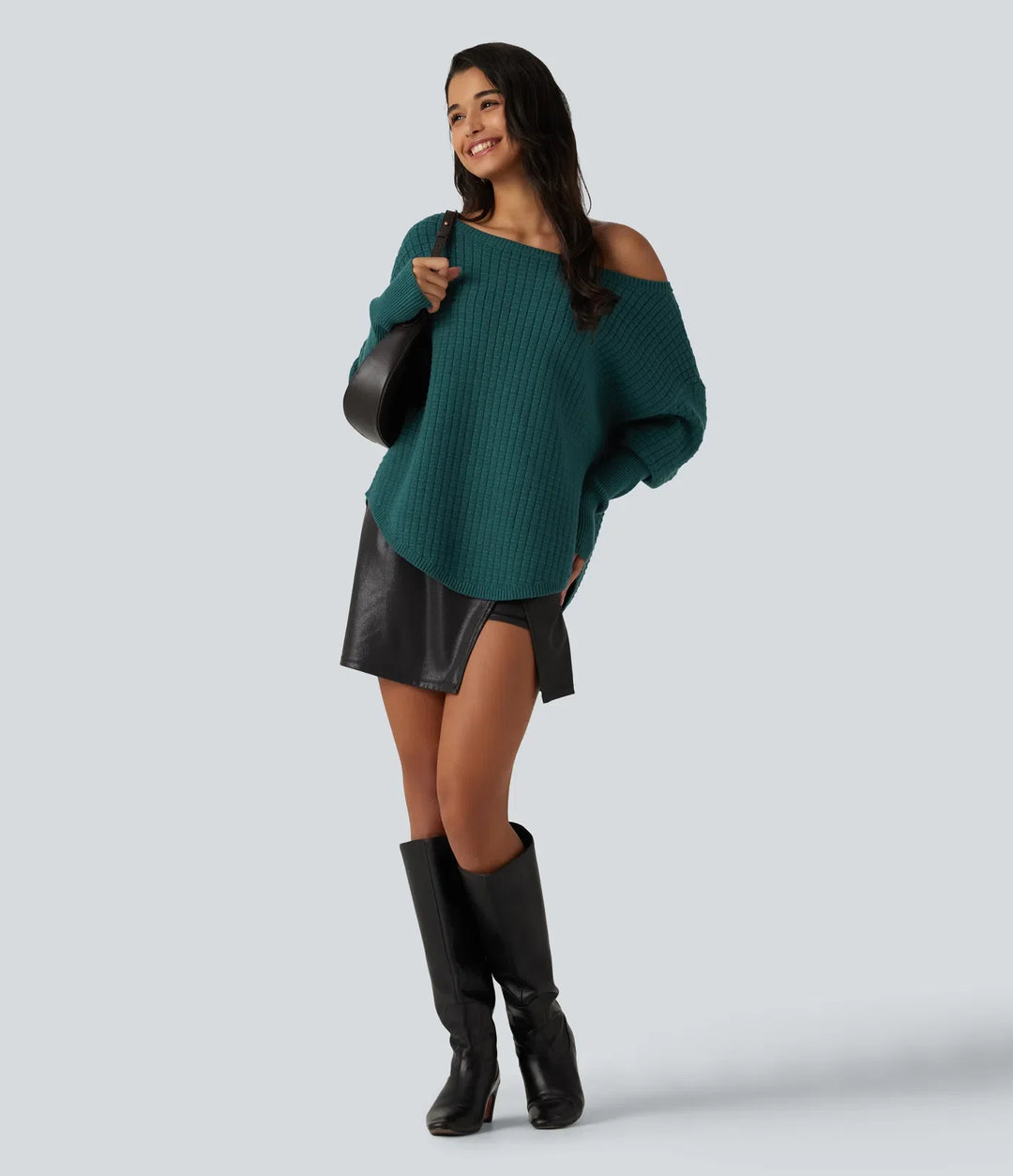 Off Shoulder Batwing Long Sleeve Work Jumper