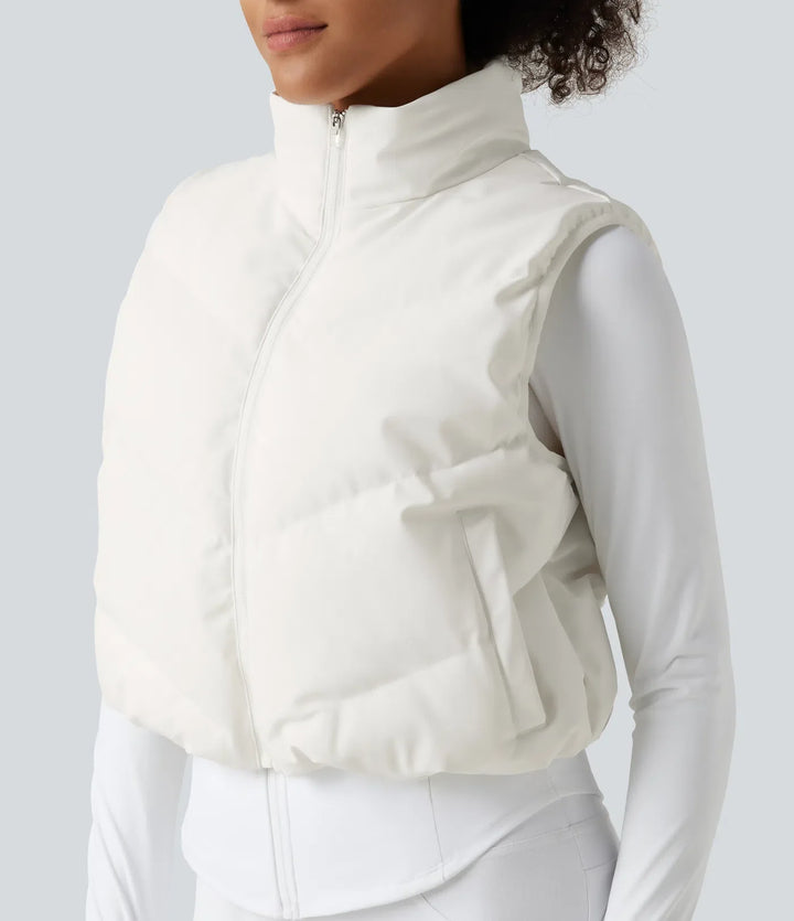 PuffFlex 3-in-1 Mock Neck Slim Causal Puffer Jacket with Pockets