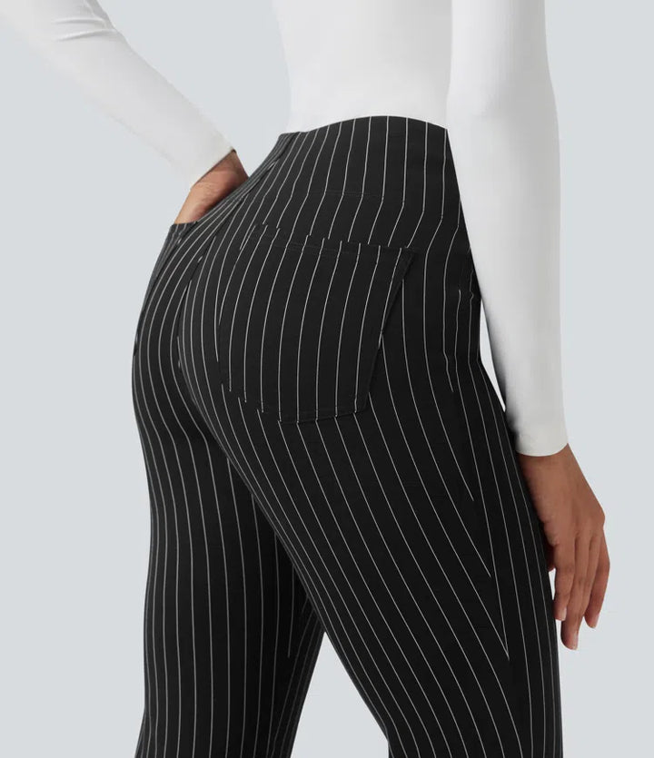 Halara Flex High Waisted Striped Work Flared Trousers with Pockets