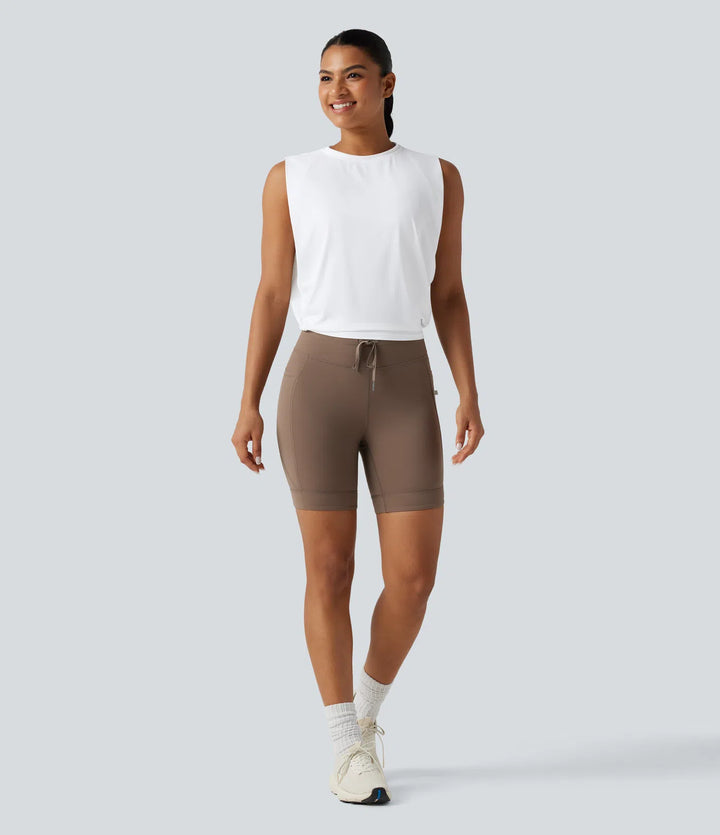 Round Neck InstantCool Cropped Yoga Tank Top-UPF50+